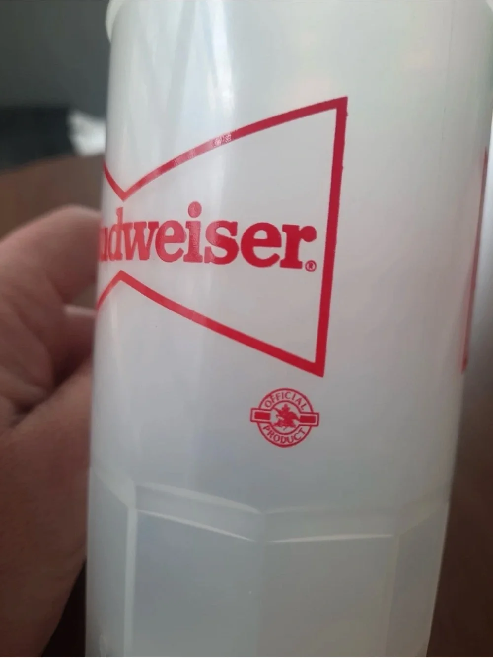 Vinted Budweiser White Plastic Mug with Red Logo